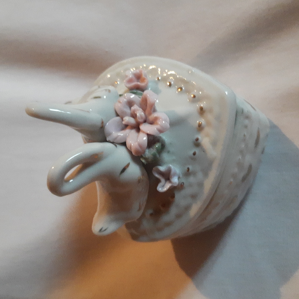 Swan Birds Floral Heart Trinket Box Vintage